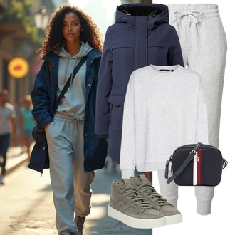 Outfit s Tmavě modrá/Modrá Zimní Bund/Parka Přechodová Bund/Zimní Parka Only "Sportovní zimní outfit"