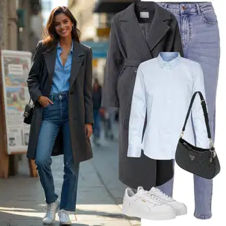 Kombinacije s "mom" trapericama Stil sa Svjetloplava Mom Jean/Vintage traperice/Sužene Traperice/Dad Traperice/Muška Kožna Jakna/Boyfriend Jeans/Skraćene Traperice/High Waist Traperice/Girlfriend Traperice/Slip-on Traperice Pieces, Svjetloplava Bluza Dugih Rukava/Slip-on Bluza/Bluza koja se ne pegla/Poslovna Bluza/Bluza s gumbom/Bluza s Podignutim Ovratnikom/Uska Kroj Bluza Fransa "Moderan zimski outfit"