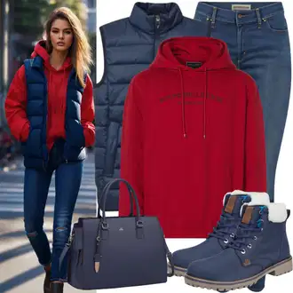 outfit mit Modra/Svetlo modra/Siva Puhasti Brezrokavnik/Puh Brezrokavnik/Reverzibilni Brezrokavnik american vintage "Moden videz za jesen"