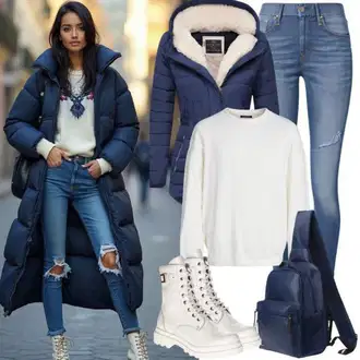 outfit mit Temno modra Napihnjena Jakna/Kratka Jakna/Box jakna/Jakna 2v1/Crop Jakna/Trajnostna Jakna/Prehodna Jakna/Puhovka/Zimska Jakna/Prešita Jakna/Obrnljiva Jakna The North Face "Modni zimski outfit"