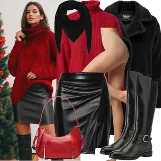 Božične Outfiti mit Črna Ravni škornji čez koleno/Škornj z visokimi petami/Visok Škornj do Kolen/Dolg Škorenj/Škornj čez Koleno/Nagubani Škorenj/Nogavica čevelj SOHO "Modni Zimski Outfit"