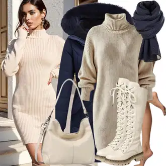 Kombinacije za zabavu Boho sa Bež Torba Za Preko Ramena/Veliki džep/Torbica/Torba za nošenje/Torba za rame/Shopper torba Expatrié "Modni Zimski Outfit"Look: Blokiranje boja, cool, Ured, Mom, Old Money, Elegantan, Boho
