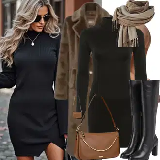 Kombinacije s suknjom i čizmama "Modni Zimski Outfit"