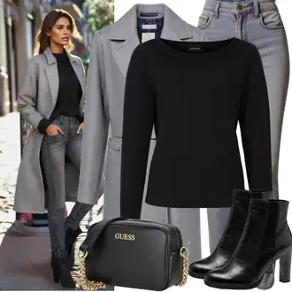 outfit mit Rumena/Bela/Rjava/Zelena Plašč iz Bukleja/Plašč iz Tvida/Pleteni Plašč/Prehodni Plašč/Dolg plašč/Volnen Zimski Plašč/Poletni Plašč/Midi Plašč/Volneni Plašč/Plašč iz Kašmirja answear lab "Modni zimski outfit"