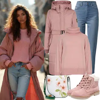 Zvonové kalhoty Outfit s Tmavě modrá/Modrá/Světle modrá Džíny Mom Jean/Termální Džíny/Sweat Džíny/Rovná Džína/Džíny Volného Střihu/Dámské Džíny s Délkou 7/8/Baggy Džíny/Sportovní boty/Dad Džíny/Formální Košile/Zkrácené Džíny/Kožená Pánská Bund jjxx "Outfit für den Frühling"