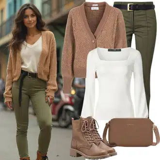 outfit mit Rjava/Bež/Oranžna Bojni Škorenj/Škornj na Vezalke boto "Outfit für den Frühling"