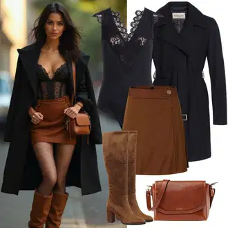 Outfit sa Crna/Smeđa/Crvena/Ljubičasta Bodija Bluze/Otvorena Bluza/Dječja igračka/Slip-on Bluza/Tunika Majica/Crash bluza/Kožna jakna za muškarce/Bluza Kratkih Rukava/Omotana Bluza/Svilena bluza/Bluza Vrh camaieu "Outfit für den Frühling"