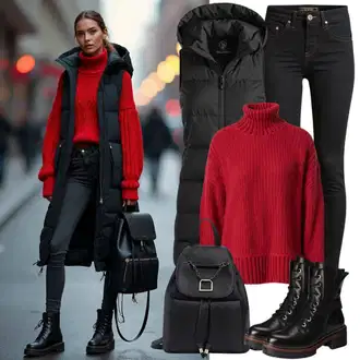 Naguban ovratnik outfit mit Modra/Temno modra/Črna Telovnik/Poslovni telovnik/Blezer brezrokavnik/Kratek Telovnik/Jahalni Brezrokavnik/Reverzibilni Brezrokavnik/Puhasti Brezrokavnik/Eleganten Telovnik Rains "Outfit für den Frühling"