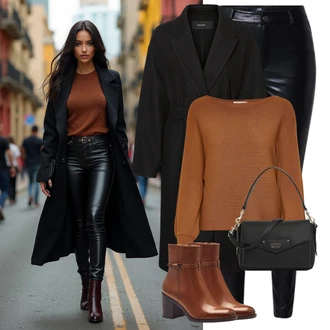 S podšívkou Outfit s Černá/Tmavě modrá/Bílá/Modrá Termální Džíny/Kožená bunda/Džíny s Rozparkem/Motorkářské Džíny wallis "Zimní look"