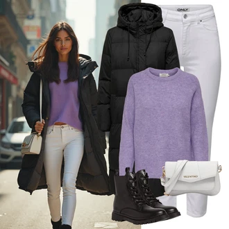 Outfit s Černá Dlouhý Zimní Kabát/Dlouhý Péřový Kabát/Péřový Kabát Only "Perfektní na zimu"