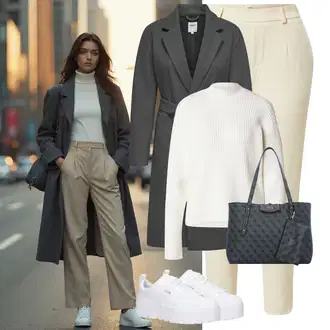 Outfit s Tmavě šedá/Šedá Zimní Kabát Vlněný kabát/Dlouhý kabát/Lodenový kabát/Frock Kabát/Dlouhý Kabát/Vlněný Kabát/Midi Kabát/Kašmírový Kabát Only "Perfektní na zimu"
