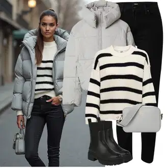 Elegantan Outfit sa Crna Traperice Ravne Nogavice/Traperice s Prorezom/Kožna Jakna/Kožne Cipele/Push-up Traperice/Termo Traperice/Traperice Standardnog Kroja/Traperice Slim Kroja/Zimska jakna/Trenerke Traperice/High Waist Traperice Only "Savršen za zimu"Look: Stil, Rap, Boja, Vanjski, Običan, cool, Ležerno, Elegantan