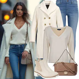Mom Outfit s Krémová/Bílá/Khaki/Béžová Zimní Kabát Vlněný kabát/Lehký Kabát/Letní Kabát/Vlněný Kabát/Trenčkot/Midi Kabát/Trenčkot/Lodenový kabát/Vintage Kabát/Kašmírový Kabát/Pletený Kabát Dorothy Perkins Curve "Outfit für den Winter"Look: Splývavé, Námořní, Mom, Příliš oblečený, Univerzitní, Old Money