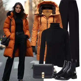 outfit mit Črna Pulover z ovratnikom/Kardigan s stoječim ovratnikom/Kardigan z okroglim izrezom happiness İstanbul "Perfekt für den Winter"