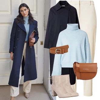 Vysoké Podpatky Outfit s Béžová/Hnědá Kotníková Bota Na Podpatku/Zimní kotníková bota/Kotníková Bota s Podšívkou/Letní kotníková kozačka/Šněrovací Kotníková Bota About You "Módní zimní outfit"