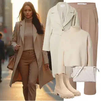Outfit s Béžová/Khaki/Hnědá Chelsea Boty/Letní kotníková kozačka/Kožená bunda Only "Perfektní na zimu"