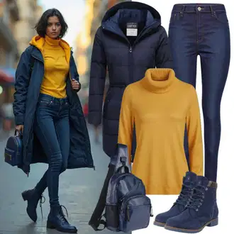 Outfity na zimu Styl 50. Let s Tmavě modrá Vuch "Perfektní pro zimu"Look: Rad, 50. Let, Styl, Pracovní oděvy, Elegantní, Glamourové, Western, Vintage, Klasické, Premium, Rak