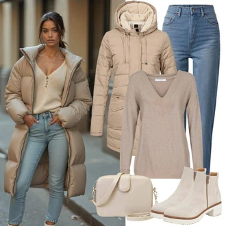Rovná noha Outfit s Světle modrá/Modrá Džíny Culottes/Navlékací džíny Only "Perfektní pro zimu"