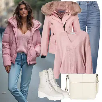 Zvonové kalhoty Outfit s Tmavě modrá/Modrá/Světle modrá Džíny Mom Jean/Termální Džíny/Sweat Džíny/Rovná Džína/Džíny Volného Střihu/Dámské Džíny s Délkou 7/8/Baggy Džíny/Sportovní boty/Dad Džíny/Formální Košile/Zkrácené Džíny/Kožená Pánská Bund jjxx "Perfektní pro zimu"
