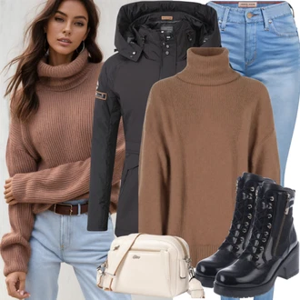 Outfit s Černá Zimní Bund/Sněhová Bund/Zimní Parka/Vosková Bunda/Parka Přechodová Bund/Bunda 2v1/Snowboardová Bund/Bunda s Kapucí/Péřová Bunda Hollister "Perfektní pro zimu"