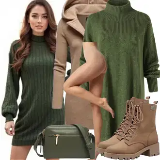 Outfity na zimu s Zelená/Tmavě zelená/Tyrkysový Pletené Šaty/Zimní Pletené Šaty/Svetrové Šaty/Šaty S Rolákem Only "Perfektní pro zimu"