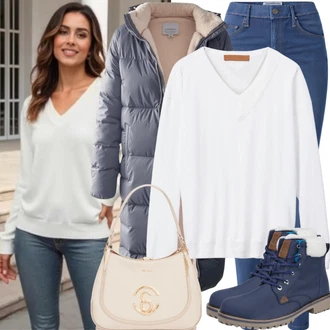 Umělá kožešina Outfit s Šedá/Světle šedá Zimní Parka/Parka Přechodová Bund/Zimní Bund Hollister "Perfektní pro zimu"