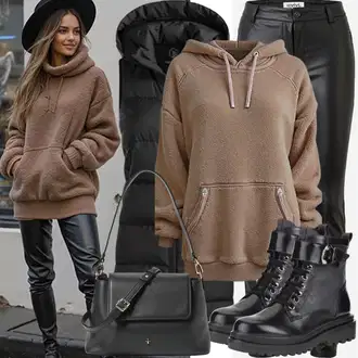 Outfity na zimu s Černá Kalhoty z Umělé Kůže/Legíny Kožený Vzhled/Kožený Legíny/Vinylový Legín/Kožená Kalhoty/Skinny Kalhoty JdY "Podzimní outfit pro každý den"