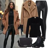 Leather leggings outfits Patchwork za dame image