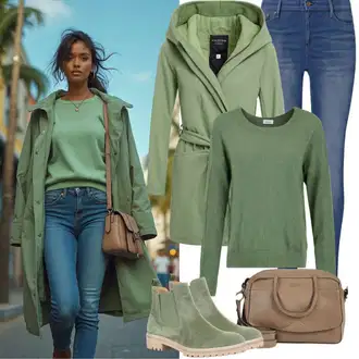 outfit mit Zelena/Svetlo zelena Bluzon/Trajnostna Jakna/Vodoodporna Jakna/Merino jakna/Rebrast Žamet Jakna/Slip-on jakna/Prehodna Jakna Jesenska jakna/Bouclé Jakna DeFacto "Popolno za zimo"