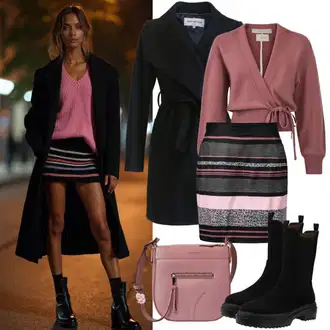 Naguban ovratnik outfit mit Črna Volneni Plašč/Dolg Plašč/Midi Plašč/Oversize Plašč/Dolg plašč/Plašč iz Kašmirja By Malene Birger "Popolno za zimo"