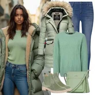 Green Outfits Estetski mit Usnjena Jakna/Klasični škorenj/Klasični gležnjar/Škorenj iz Jagnječje Kože/Usnjeni gležnjar/Gležnar s platformo/Škornj s Platformo/Gumijasti Gležnar/Poletni gležnjar/Vintage Gležnjar Tamaris "Popolno za zimo"Look: Techno, 20-ta leta, Estetski, Eleganten, Klasična, Plemenita, Egirl, Glamurozno, Transparent, Unisex, Vintage