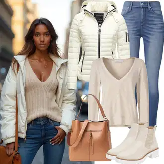 Zimske Outfiti Kratka mit Krem/Bela/Bež Zimska Jakna/Napihnjena Jakna/Trajnostna Jakna/Poletna Jakna/Prešita Jakna/Puhovka Armani Exchange "Popolno za zimo"