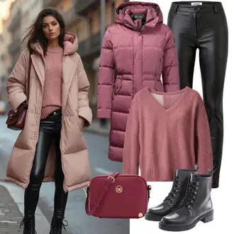 Zimske Outfiti Stari denar mit Črna/Bela Usnjena Hlača/Leginge v Videzu Usnja/Usnjena pajkica/Treggings/Skinny Hlače/Hlače iz Imitacije Usnja Pieces "Popolno za zimo"Look: Stil, Emo, Kul, Stari denar, Zunaj, Brez šivov, Techno, Mokrega videza