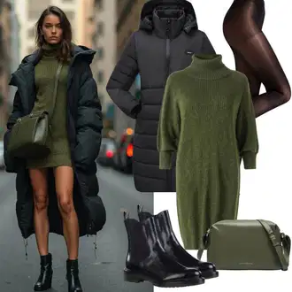 S zakovicama Outfit sa Crna Chelsea Gležnjača/Ravna Gležnjača/Kožna Jakna About You "Savršeno za zimu"Look: S zakovicama, Jahanje, Hodanje, Skating