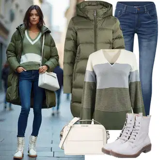 Kombinacije za zimu Prugasto sa Siva/Bijela/Srebro/Crna/Svjetlosiva/Smeđa Prugasti Džemper/Pulover s Rol Ovratnikom Pull&Bear "Savršeno za zimu"