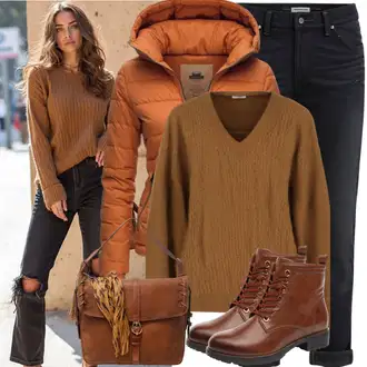 outfit mit Črna Gležnarji/Termodžinsi/Zožene Kavbojke/Ženske 7/8 Kavbojke/Kavbojke z Razporkom/Regular Fit Kavbojke/Usnjene Čevlje/Kavbojke Visokega Pasu/Odrezane Kavbojke/Zimska jakna/Motoristične Kavbojke/Ozke Kavbojke/Usnjena Jakna Only "Stilski Zimski Outfit"
