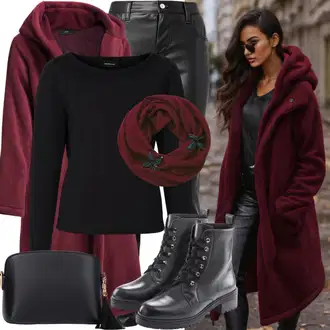 Zimske Outfiti Stari denar mit Črna/Bela Usnjena Hlača/Leginge v Videzu Usnja/Usnjena pajkica/Treggings/Skinny Hlače/Hlače iz Imitacije Usnja Pieces "Stilski zimski outfit"Look: Stil, Emo, Kul, Stari denar, Zunaj, Brez šivov, Techno, Mokrega videza