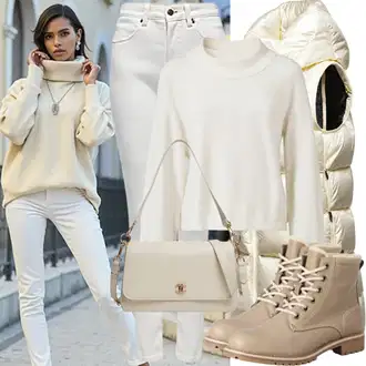 outfit mit Bela/Krem Usnjena Jakna/Ženske 7/8 Kavbojke/Gležnarji/Capri Kavbojke/Odrezane Kavbojke/Girlfriend Kavbojke/Kavbojka z Nizkim Pasom/Push up Kavbojke/Regular Fit Kavbojke/Ozke Kavbojke/Usnjene Čevlje/Zožene Kavbojke orsay "Trendovski zimski videz"
