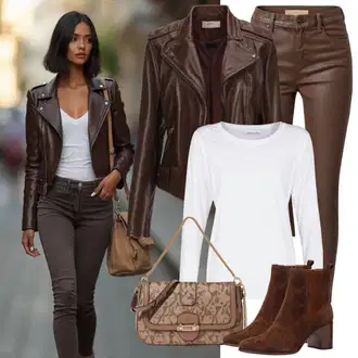 Outfit s Hnědá Kovbojská Bota/Kovbojská kotníková bota/Westernová Kotníková Bota Polo Ralph Lauren "Trendový zimní vzhled"