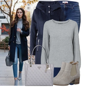 Outfit s Hnědá/Béžová Chelsea Boty/Kotníková Bota s Podšívkou/Letní kotníková kozačka Tamaris "Stylový zimní outfity"
