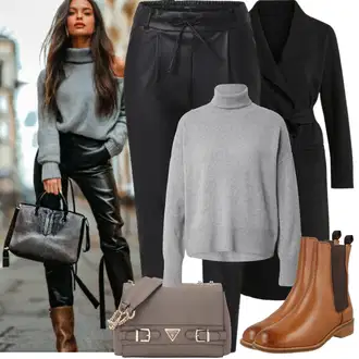 Narozeniny Podzim Outfit s Černá/Bílá/Oranžová/Zelená/Hnědá Kožená Kalhoty/Legíny Kožený Vzhled/Tregíny/Jeggings/Kožený legíny/Kalhoty z Umělé Kůže/Skinny Kalhoty Only "Zimní Outfity"Look: Bar, Narozeniny, Koncert, Firemní večírek, Nový Rok, Valentýn, 40. narozeniny, 18. narozeniny