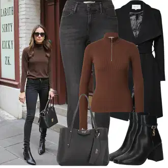 Outfity z džínu Zima s Černá About You "Zimní Outfity"