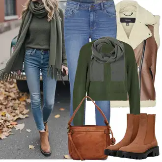 Ležerno Outfit sa Plava/Svjetloplava Traper Tajice/Jeggings/Skinny Hlače VERO MODA "Zimske Odjeće"Look: Stil, Rap, Ležerno, moderne, Disko, Prekrasan, cool, Old Money, Običan