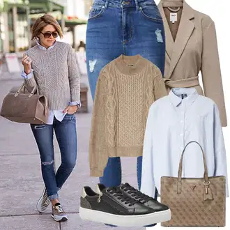 Outfit s Šedá/Béžová/Hnědá Vlněný Kabát/Kašmírový Kabát/Pletený Kabát/Lodenový Kabát/Midi Kabát/Vlněný Kabát Only "Zimní Outfity"