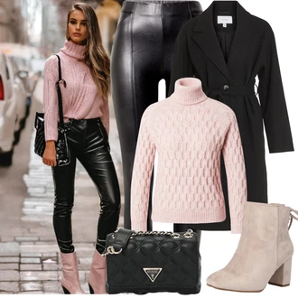 Outfit s Černá Přechodový Kabát/Zimní Kabát Vlněný kabát/Midi Kabát/Kašmírový Kabát/Trenčkot/Trenčkot/Dlouhý kabát/Letní Kabát/Vlněný Kabát Vila "Zimní Outfity"