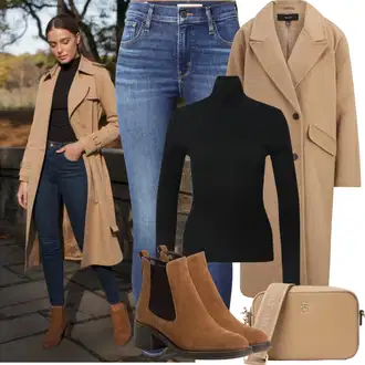Outfity z džínu Zima s Černá/Hnědá/Červená Svetr z Jemné Pleteniny/Kašmírový Svetr/Rolák/Svetr s límečkem Only "Zimní Outfity"