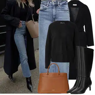 S Pertlanjem Outfit sa Svjetloplava/Plava Traperice Široke Nogavice/Formalna Košulja/Dad Traperice/Traperice s Prorezom/Mom Jean/Vrećaste Traperice/High Waist Traperice/Traperice Opuštenog Kroja/Vintage traperice/Culotte Traperice Only "Zimske Odjeće"