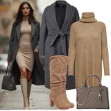 Outfity s šedými pletenými šaty image