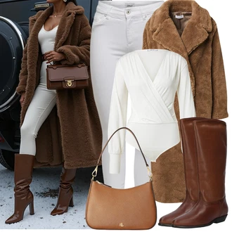 Outfity na zimu Elegantní s Hnědá/Béžová/Bílá Polo Ralph Lauren "Zimní Outfity"Look: Rad, Cool, Elegantní, Krásný, Jazz, Old Money, 20 léta
