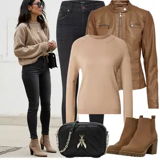 Outfity na zimu s Černá/Tmavě šedá Skinny Kalhoty/Jeggings/Džínové Legíny VERO MODA "Zimní Outfity"